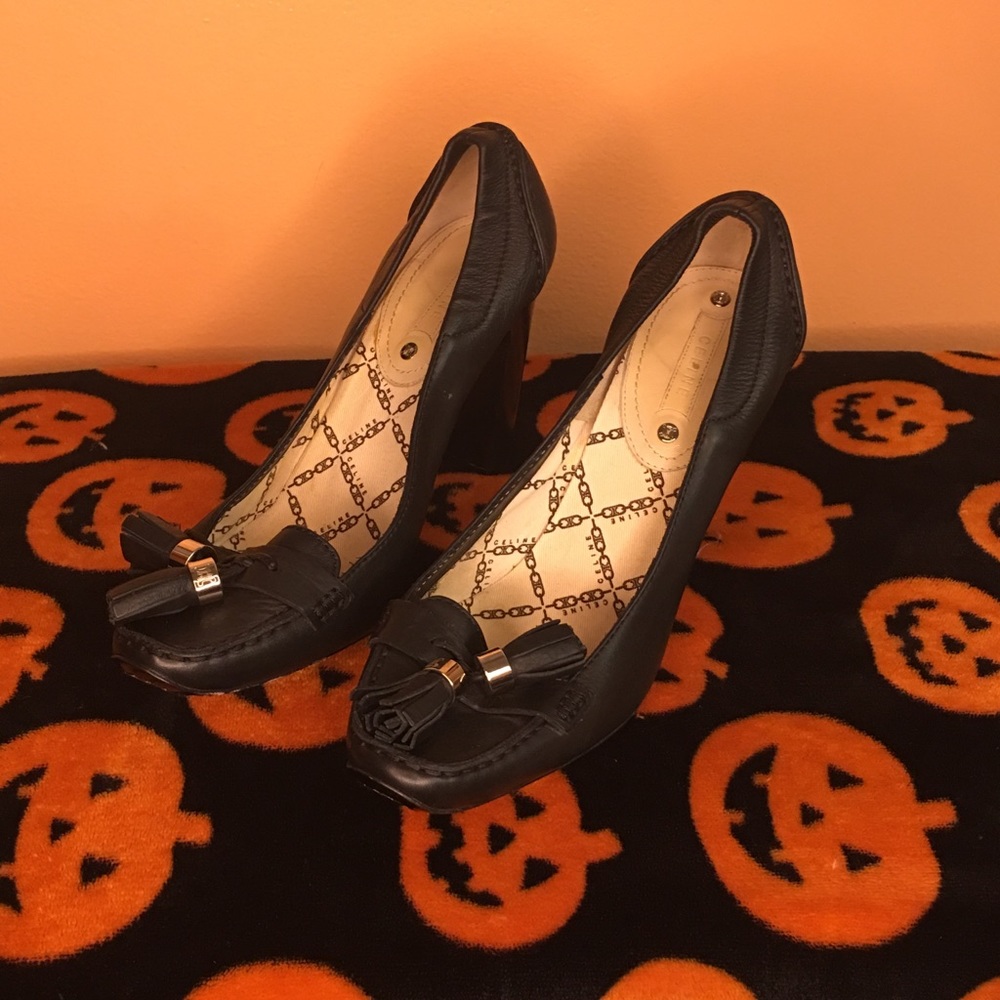 CELINE Black Leather Tassel Loafer GOOD CONDITION